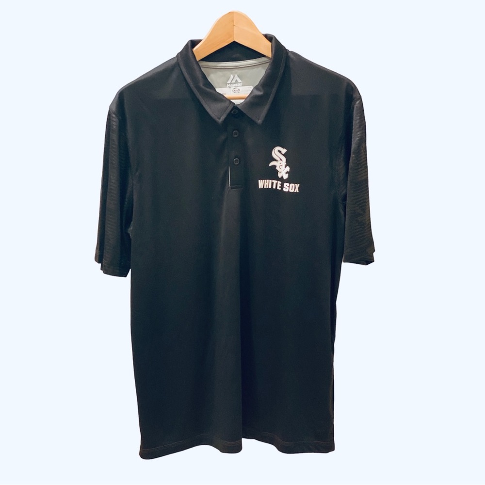 NWT Chicago White Sox Black Polo Shirt Majestic Lightweight MLB Baseball